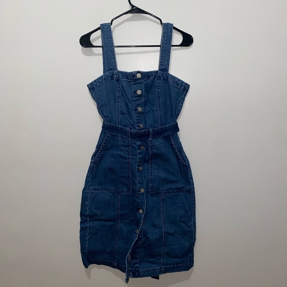 Gap denim button down dress with tie waist - Picture 1 of 4